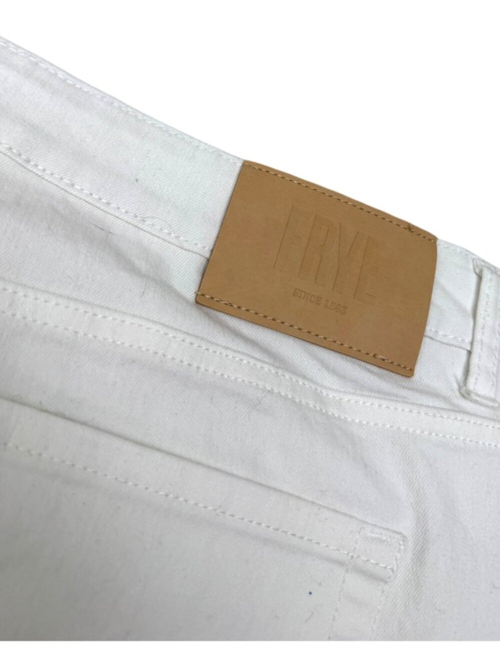 FRYE Leathers White Denim Designer Jeans Pants Womens 16 - Picture 3 of 7